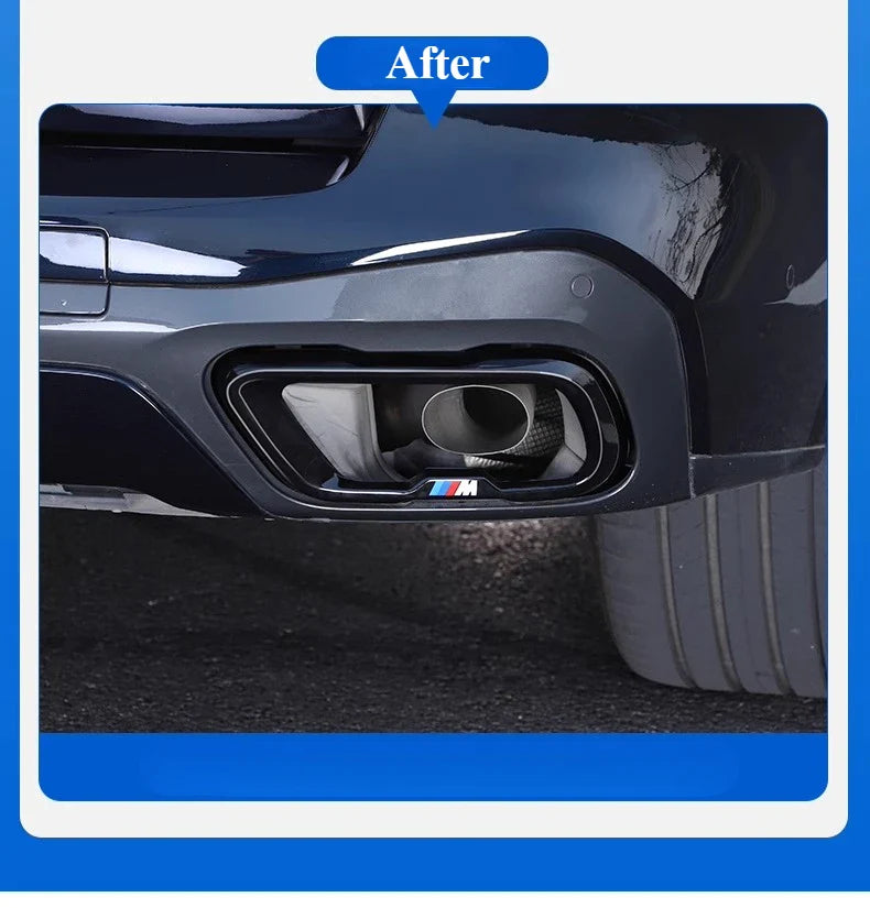 BMW X7 Black Knight Style Exhaust Tip Tail Throat Decorative Cover (Single Hole / Outer Frame)