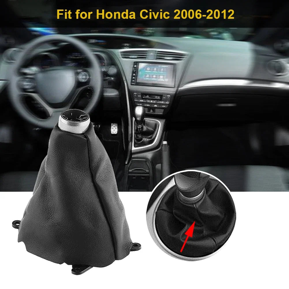 Honda Civic Manual PU Leather Gear Shift Boot Cover Gaiter with Frame 2006 - 2012