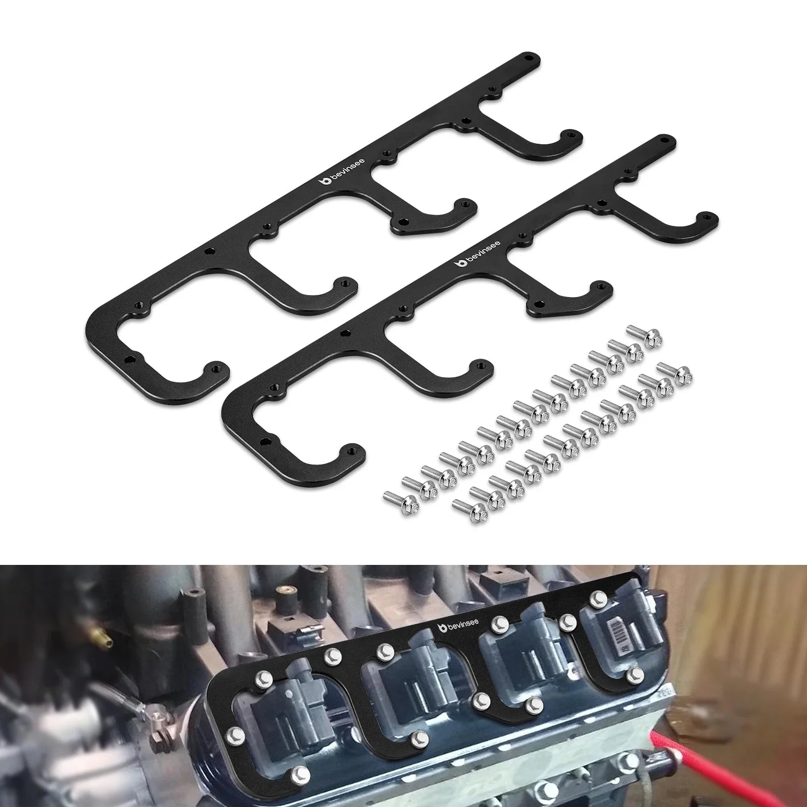 Chevrolet LS Engine Billet Aluminium D581 Square Coil Bracket Set 1997 - 2014 (4.8L / 5.3L / 5.7L / 6.0L / 6.2L / 7.0L V8)