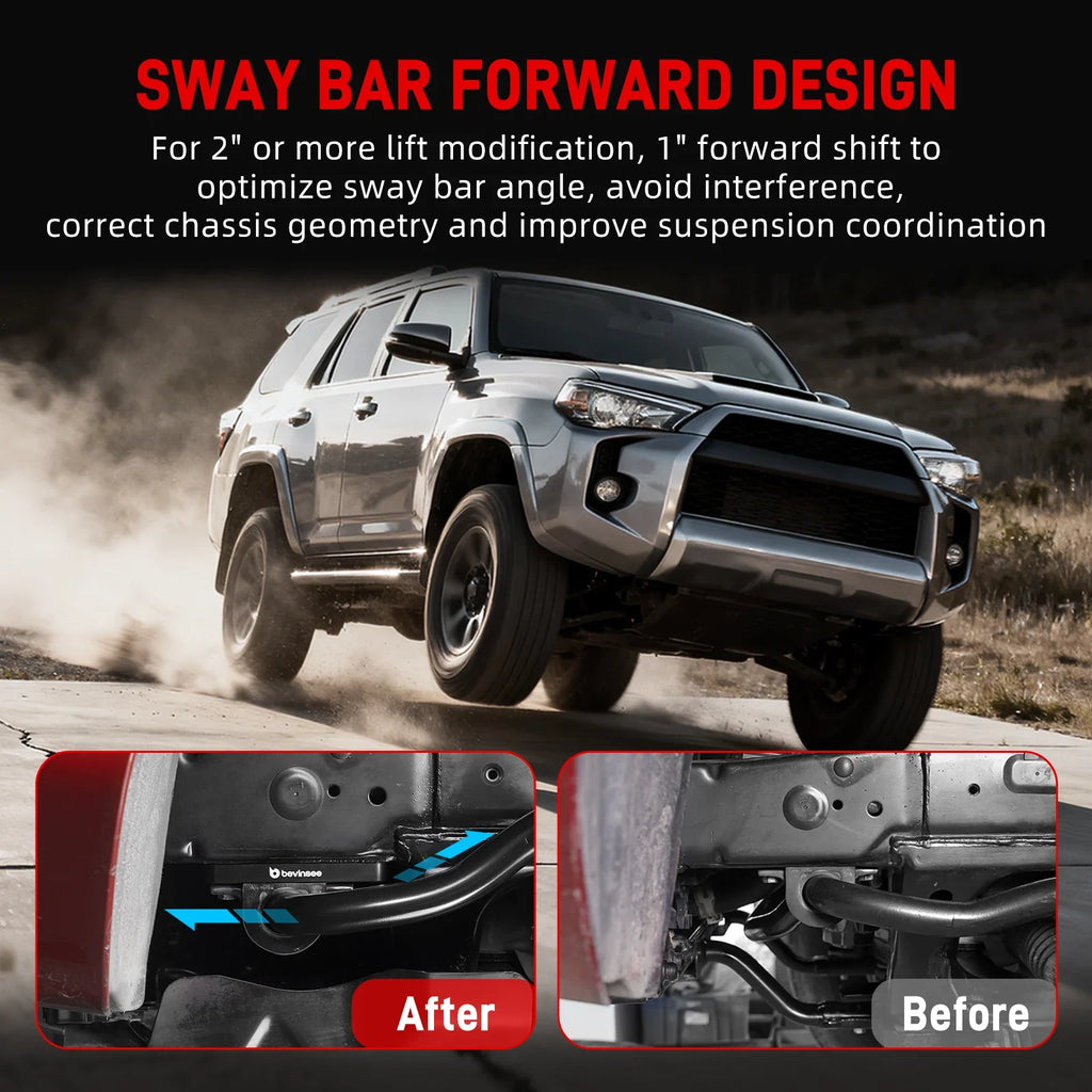 Toyota 4Runner & FJ Cruiser Billet Aluminium Front Sway Bar Relocation Kit for 2"+ Lift Setups 2010 - 2024 (Non-KDSS Models / Replaces 48824-60190)