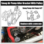 Ford Mustang Cobra / GT / LX & Lightning Billet Aluminium Smog Air Pump Idler Bracket Delete Kit with Pulley 1979 - 1995 (5.0L / 5.8L)
