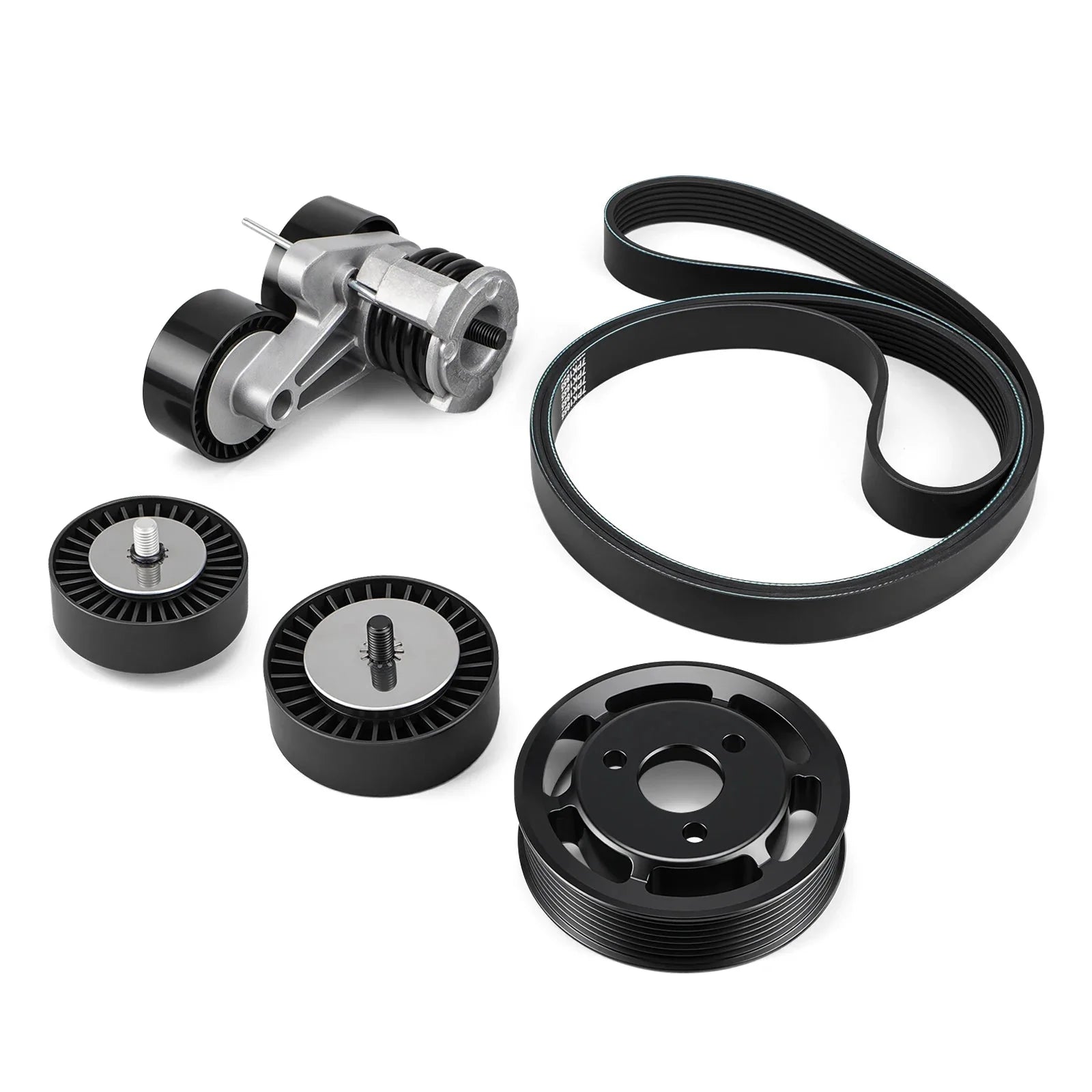 BMW N54 Engine Drive Belt Tensioner & Idler Pulley Kit with Billet Aluminium Power Steering Pulley for E82 / E88 135i & E90 / E91 / E92 / E93 335i / 335xi 2007 - 2010