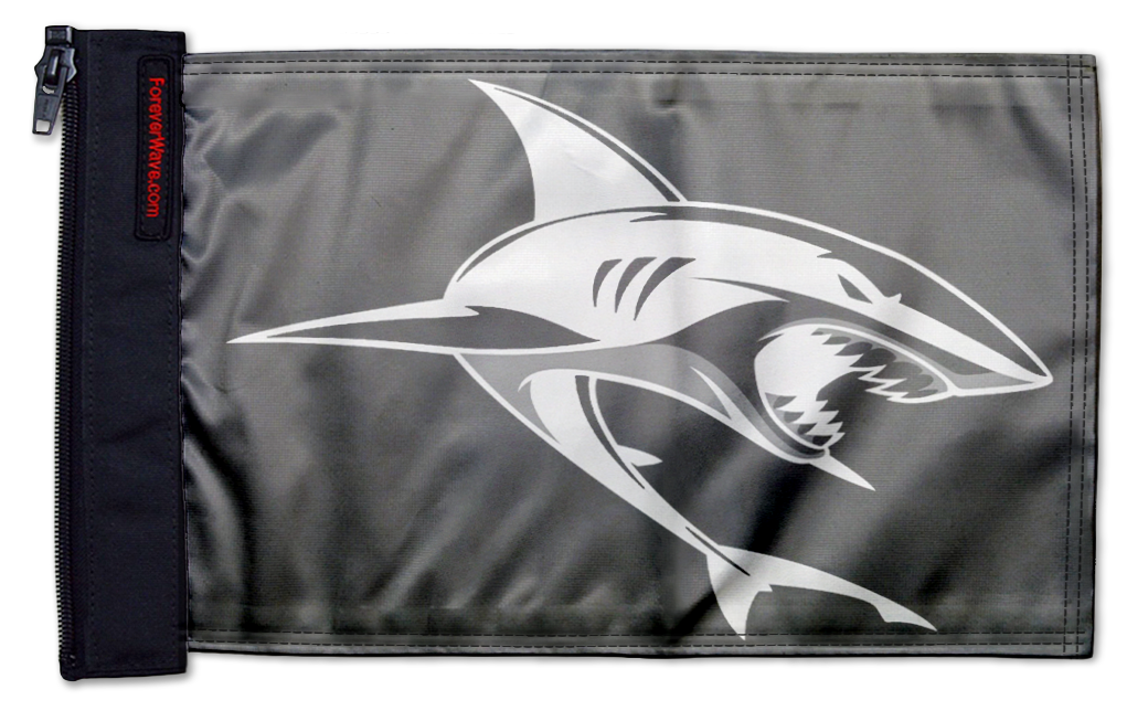 Shark 12"x18" Forever Wave Flag for Boats