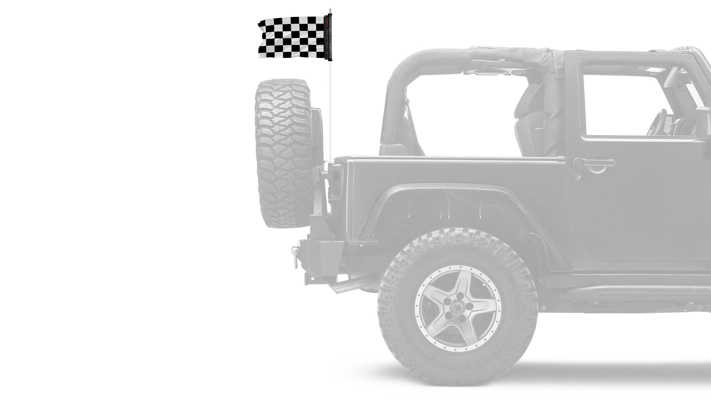 Checkered 12"x18" Forever Wave Flag for Jeep Wrangler YJ 1986-1995