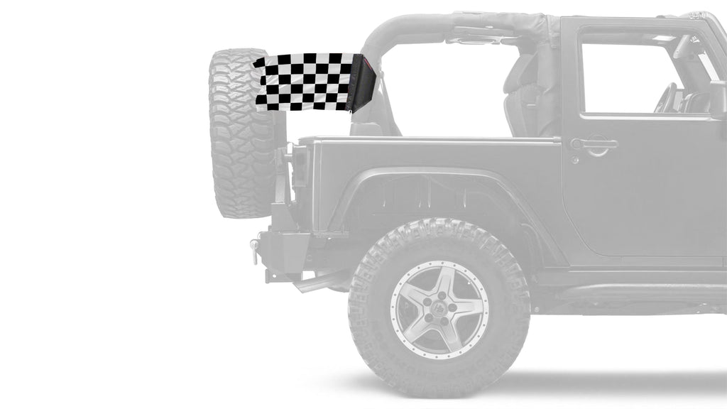 Checkered 12"x18" Forever Wave Flag for Jeep Wrangler JK 2-Door 2007-2018