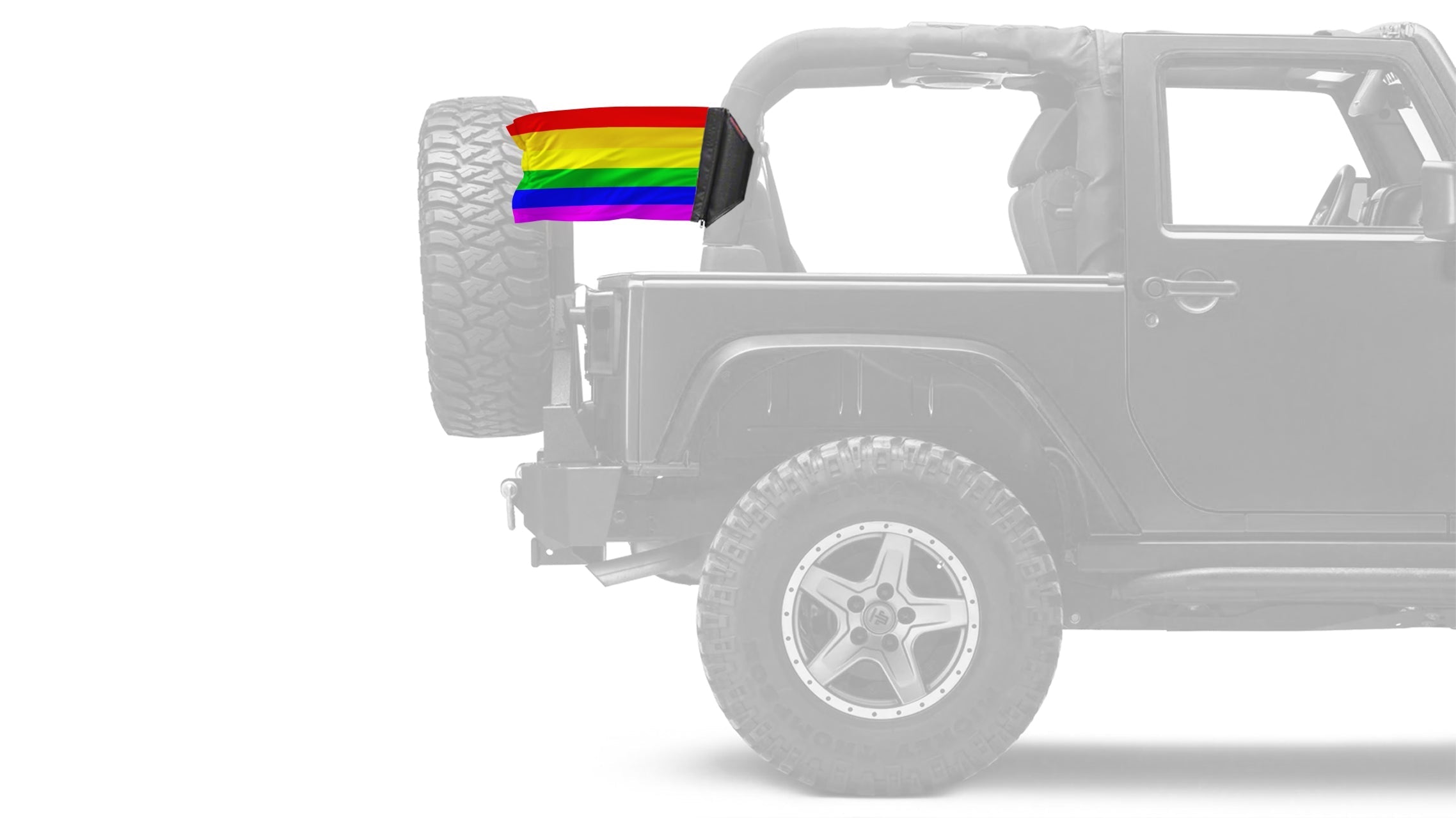 Rainbow 12"x18" Forever Wave Flag for Jeep Wrangler JK 2-Door 2007-2018