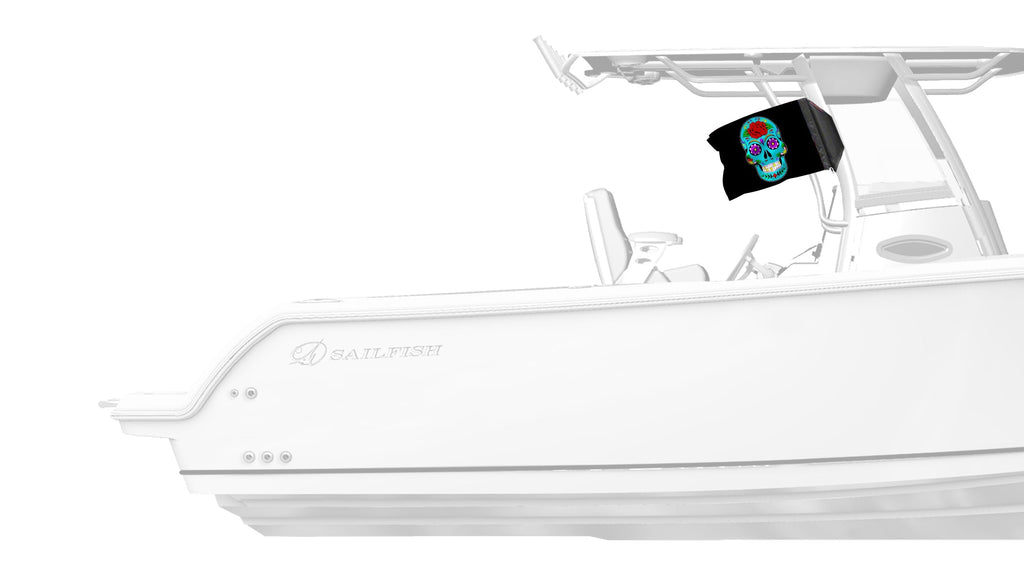 Sugar Skull 12"x18" Forever Wave Flag for Boats