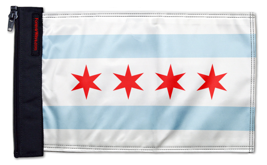 City of Chicago 12"x18" Forever Wave Flag for Jeep Wrangler CJ-7 and CJ-8 1976-1986
