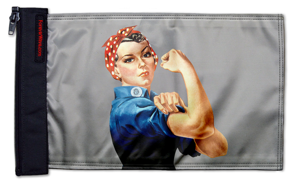 Rosie The Riveter 12"x18" Forever Wave Flag for Jeep Wrangler JK 2-Door 2007-2018