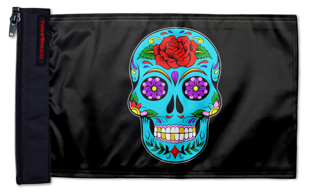 Sugar Skull 12"x18" Forever Wave Flag for Jeep Wrangler TJ 1996-2006