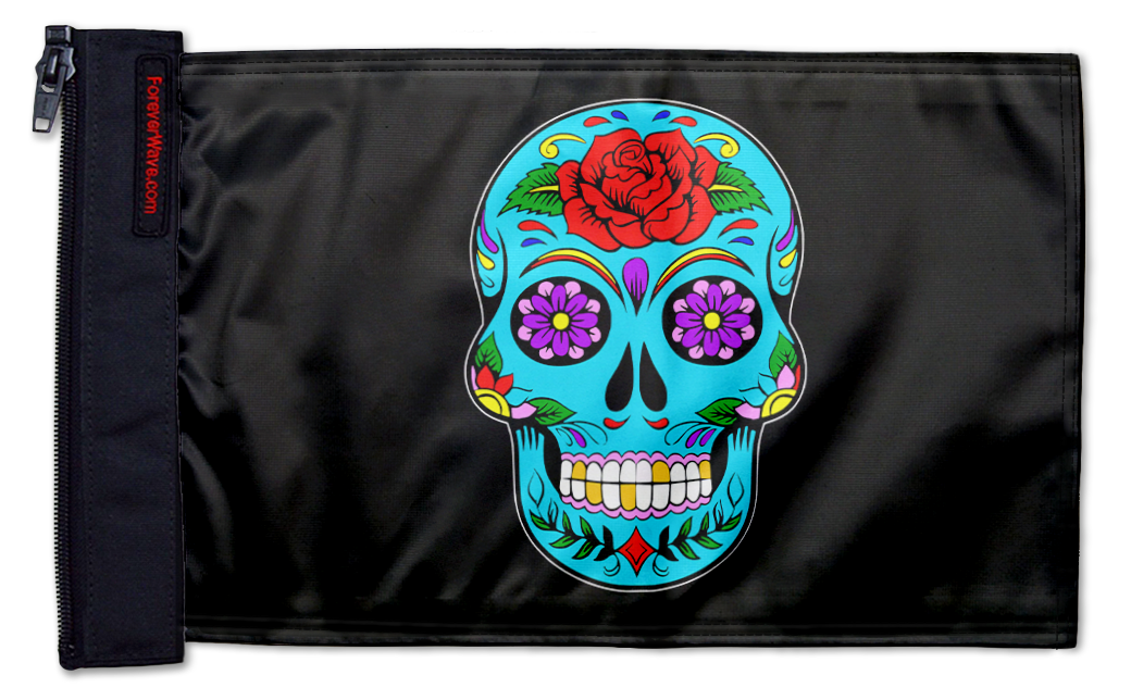 Sugar Skull 12"x18" Forever Wave Flag for Jeep Wrangler TJ 1996-2006