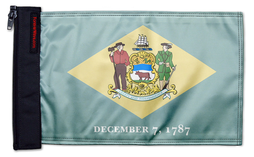 State Flag Delaware 12"x18" Forever Wave Flag for Jeep Wrangler JKU 4-Door 2007-2018