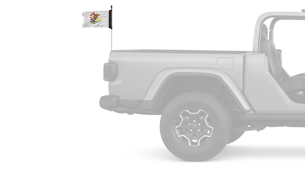 State Flag Illinois 12"x18" Forever Wave Flag for Jeep Wrangler JKU 4-Door 2007-2018