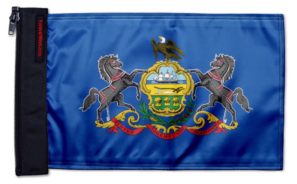 State Flag Pennsylvania 12"x18" Forever Wave Flag for Jeep Wrangler TJ 1996-2006