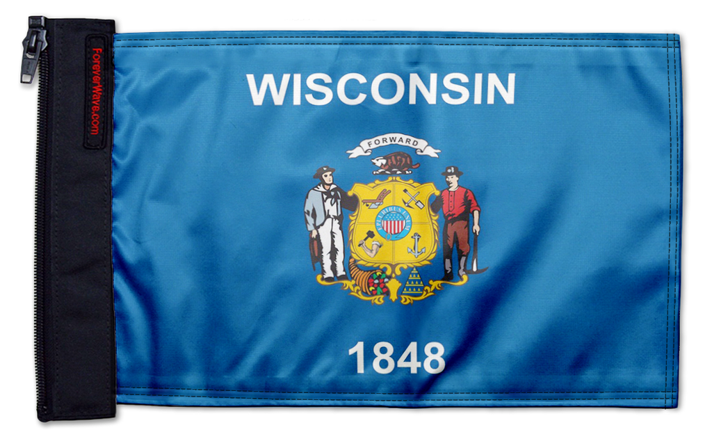 State Flag Wisconsin 12"x18" Forever Wave Flag for Jeep Wrangler JL 2-Door 2018-Present
