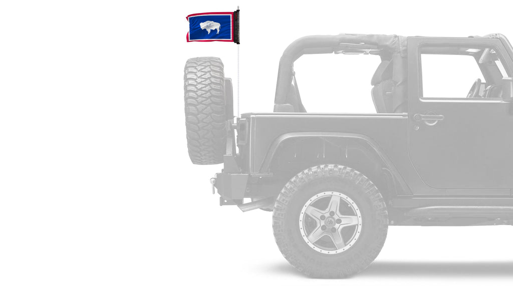 State Flag Wyoming 12"x18" Forever Wave Flag for Jeep Wrangler JL 2-Door 2018-Present