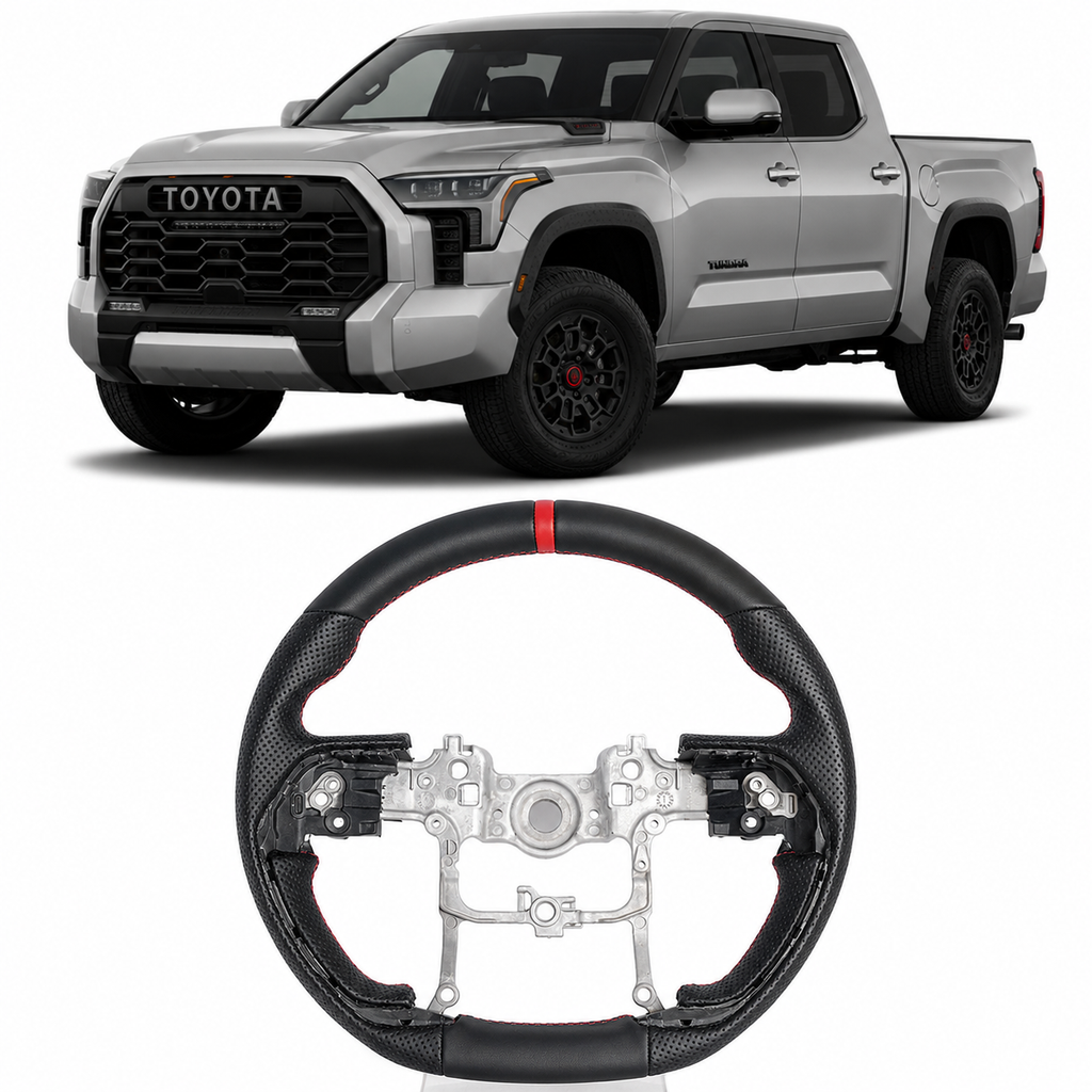 Full Leather Sports Steering Wheel for Toyota Tundra 2022–2026, Sequoia & Tacoma 2024–2025 (Non-Heated)