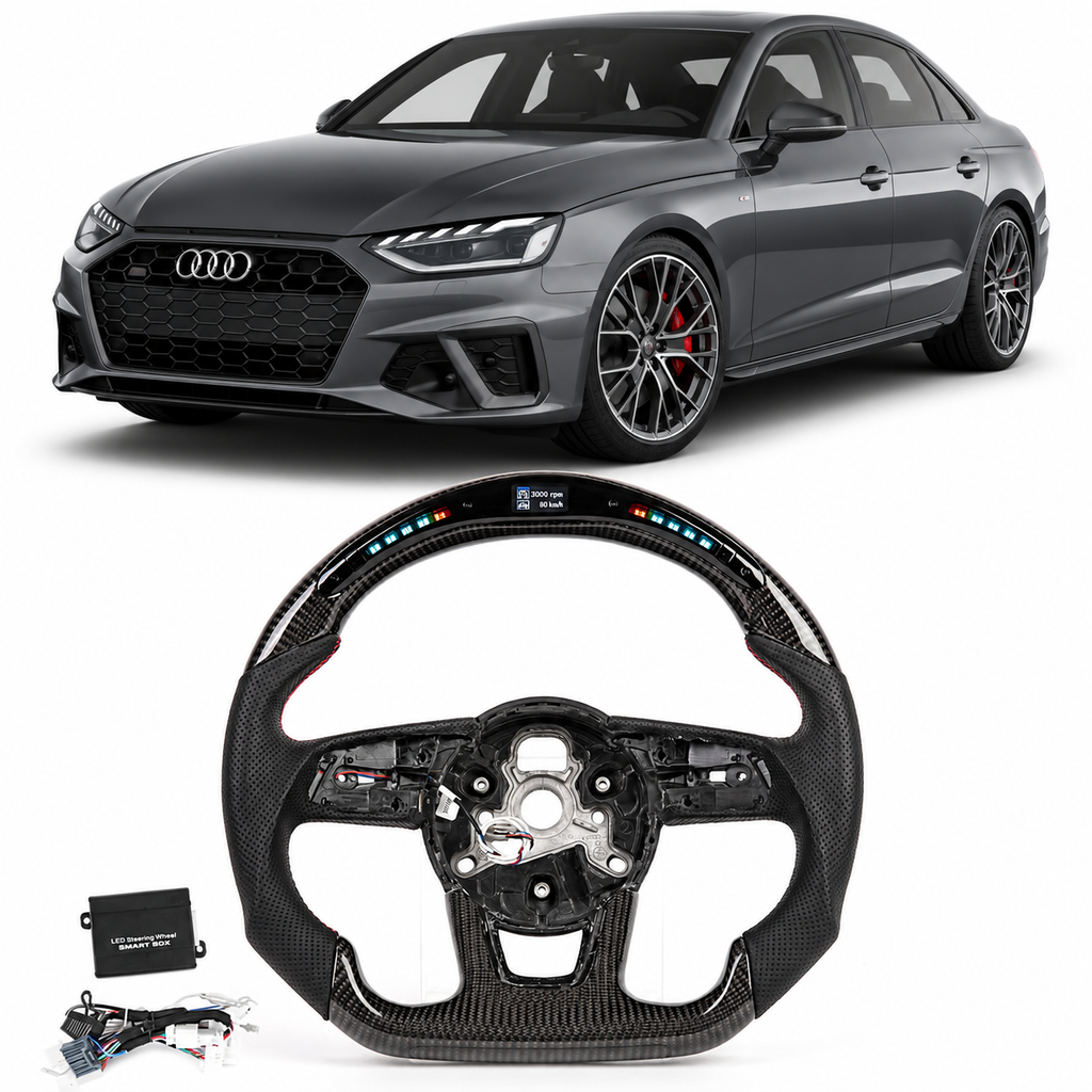 LED Real Carbon Fiber Steering Wheel for Audi A3 A4 A5 RS3 RS4 RS5 S3 S4 S5 2016–2020