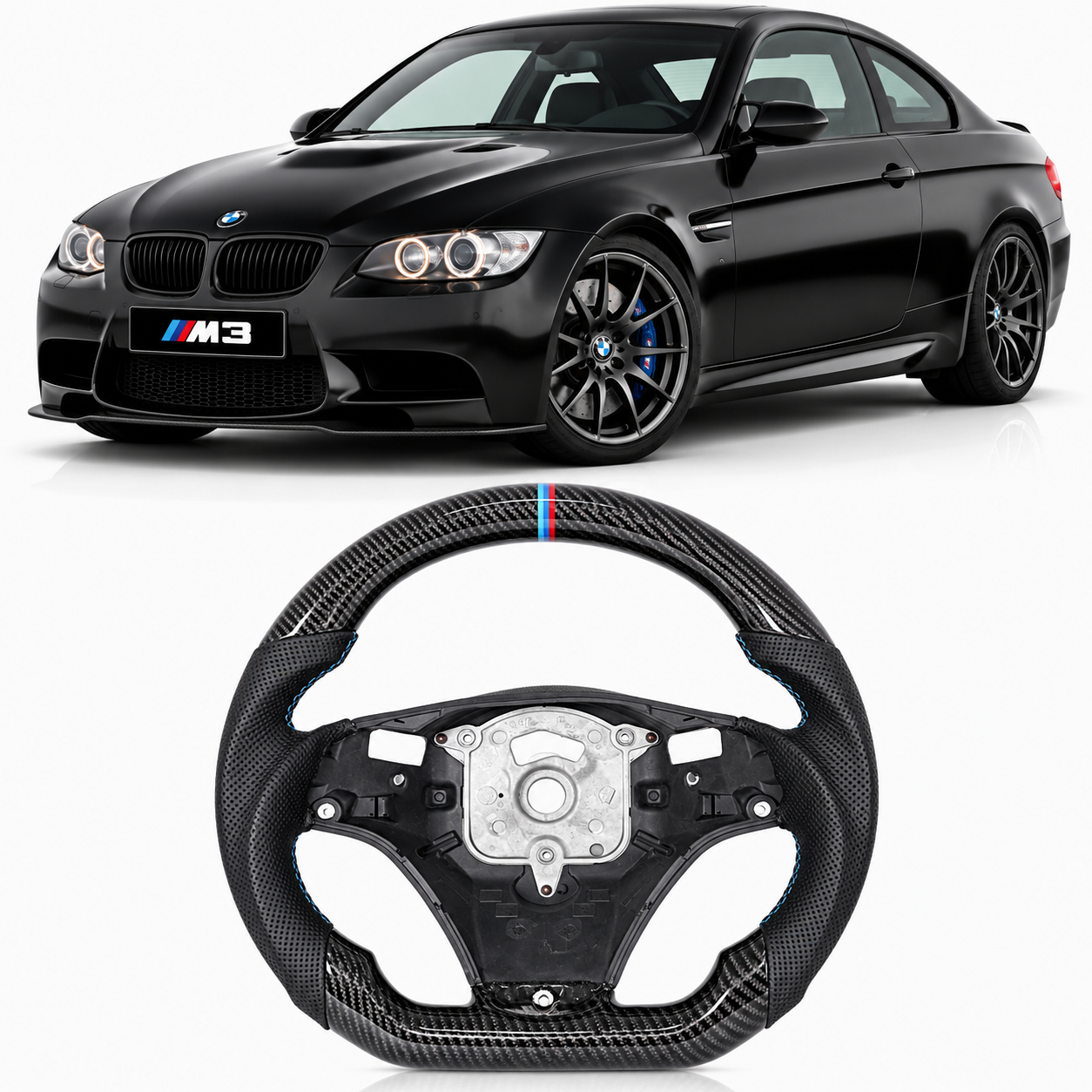 Hydro-Dip Carbon Steering Wheel for BMW E90/E92/E93 M3 2006-2013