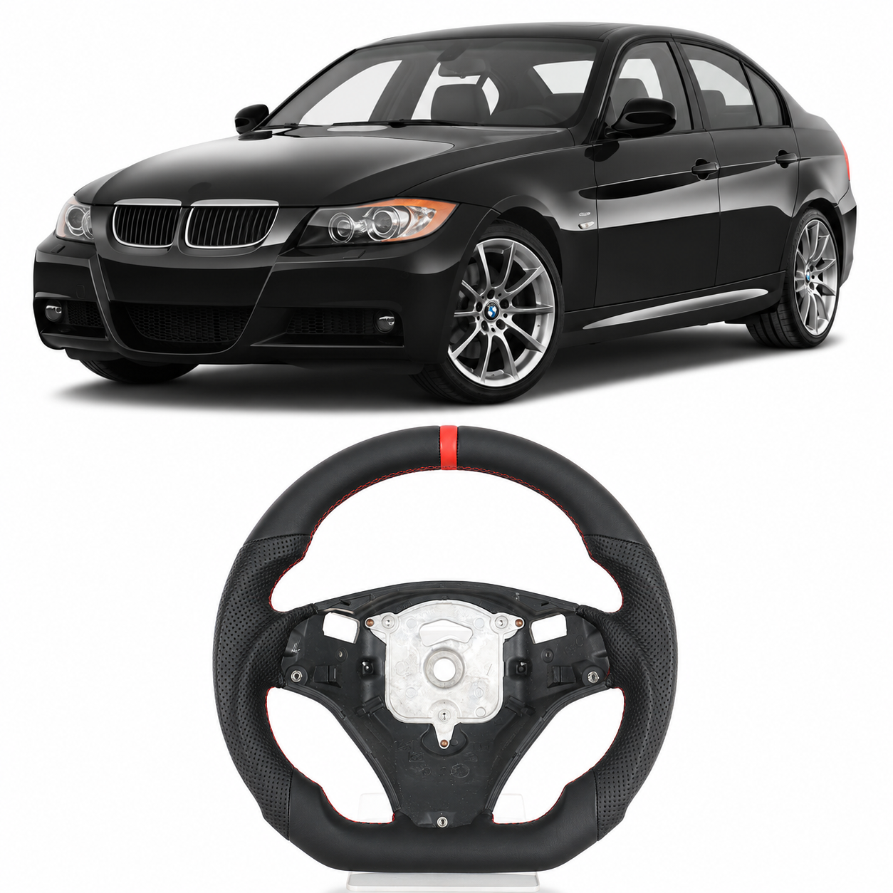 Premium Full Leather Steering Wheel for BMW 3 Series E90 E91 E92 E93 & M3