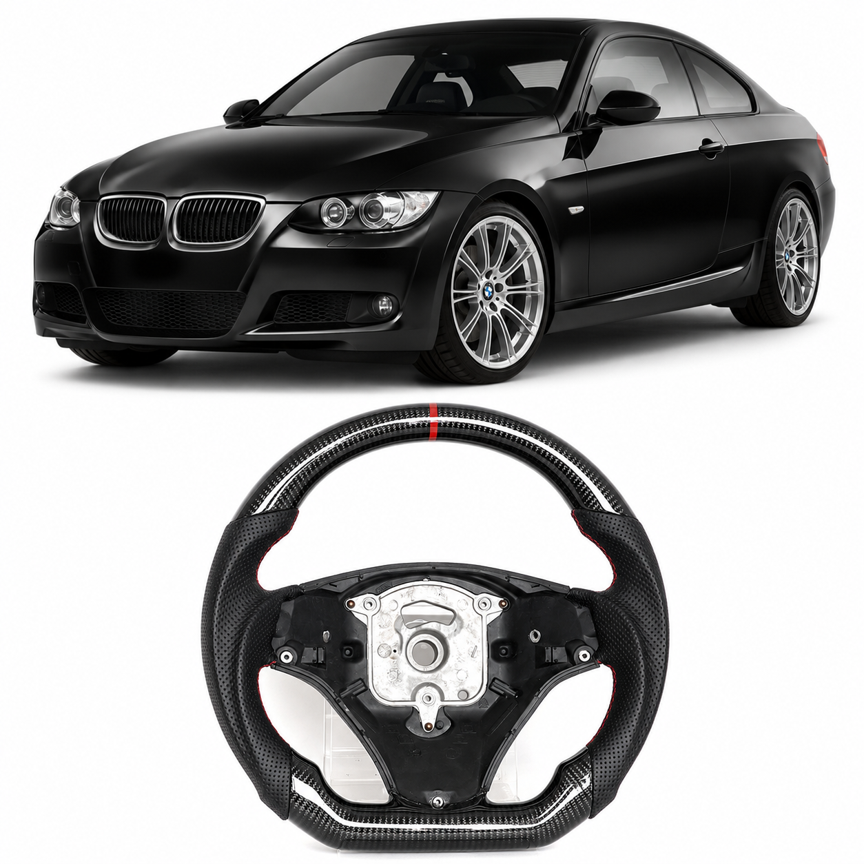 Real Carbon Fiber Steering Wheel for BMW E90 E92 E93 M3, 328i, 335i & 135i 2009-2013