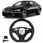 LED Carbon Fiber Steering Wheel for BMW E90 E92 E93 M3, 328i & 335i with Paddle Shifter Cutouts