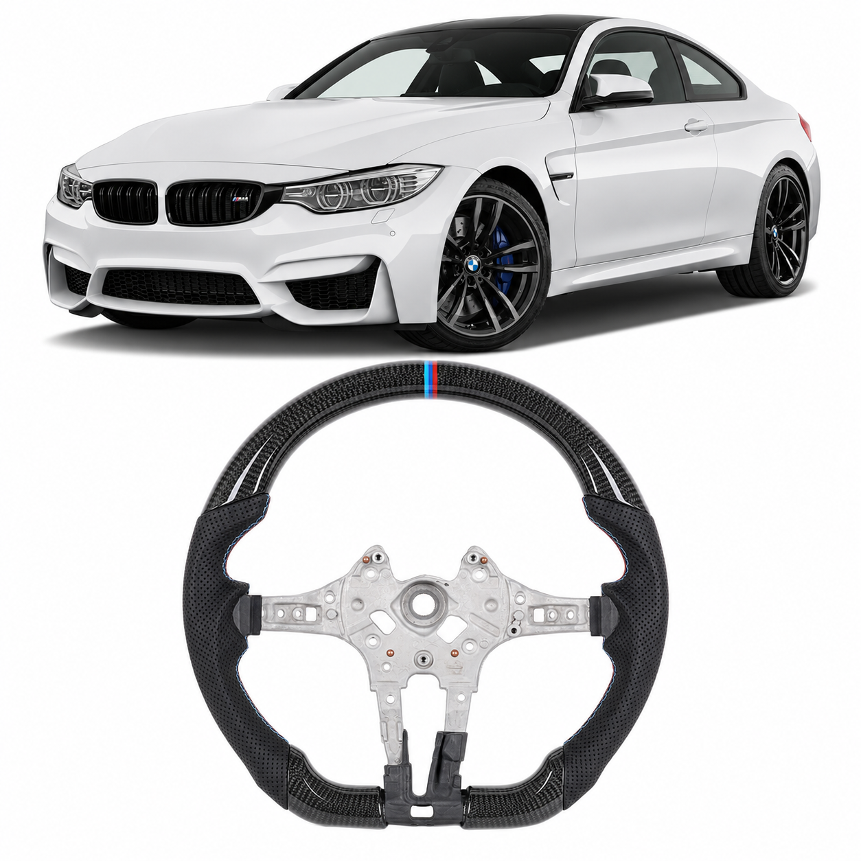 Real Carbon Fiber M Sport Steering Wheel for BMW F-Series 1, 2, 3, 4, X1, X2, X3, X4, X5 & X6