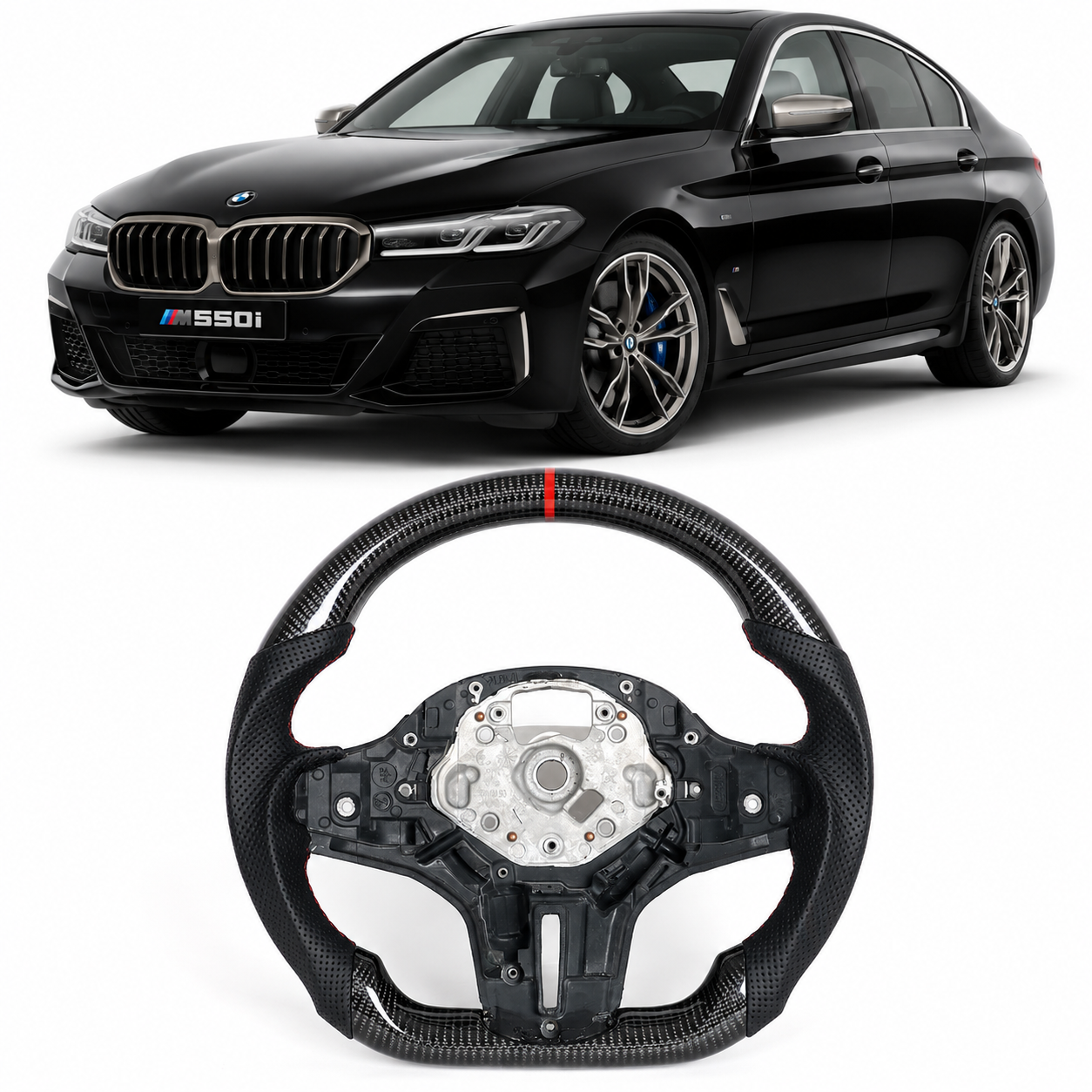 Real Carbon Fiber M Sport Steering Wheel for BMW G30 G32 G38 G11 G12 G14 G15 G05 & G07 (Non-Heated)