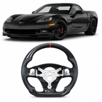 Hydro-Dip Carbon Fiber Steering Wheel for Chevrolet Corvette C6 Z06 2012–2013 with Paddle Shifter Cutouts