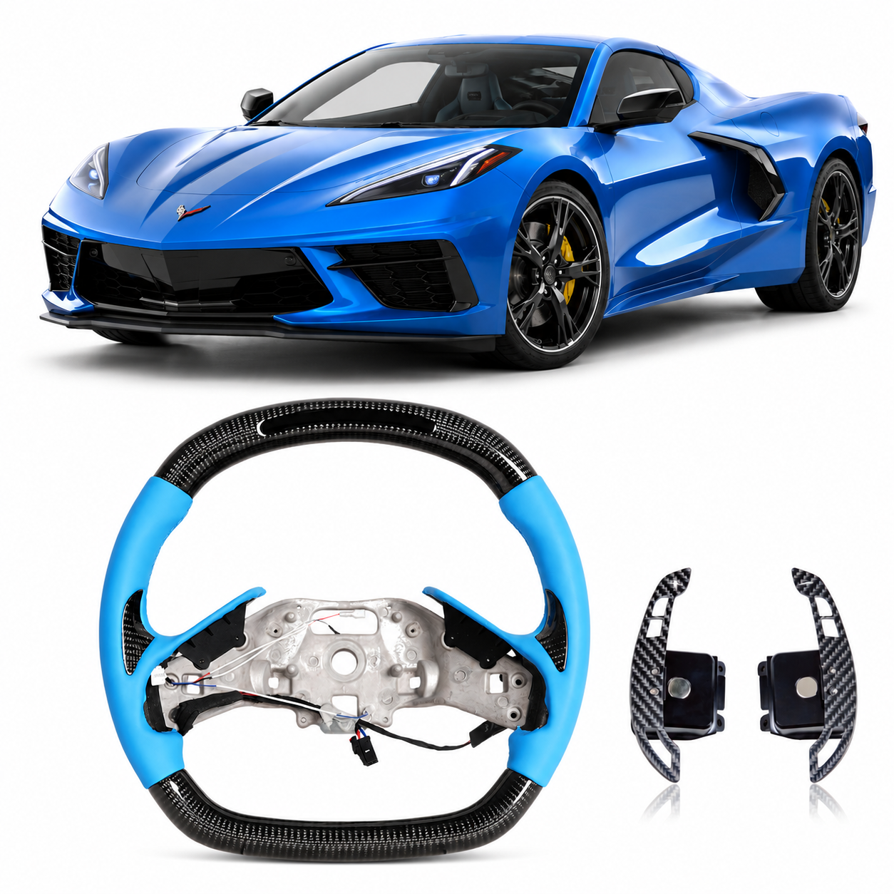 Heated LED Display Carbon Fiber Steering Wheel for Chevrolet Corvette C8 (2020–2025)