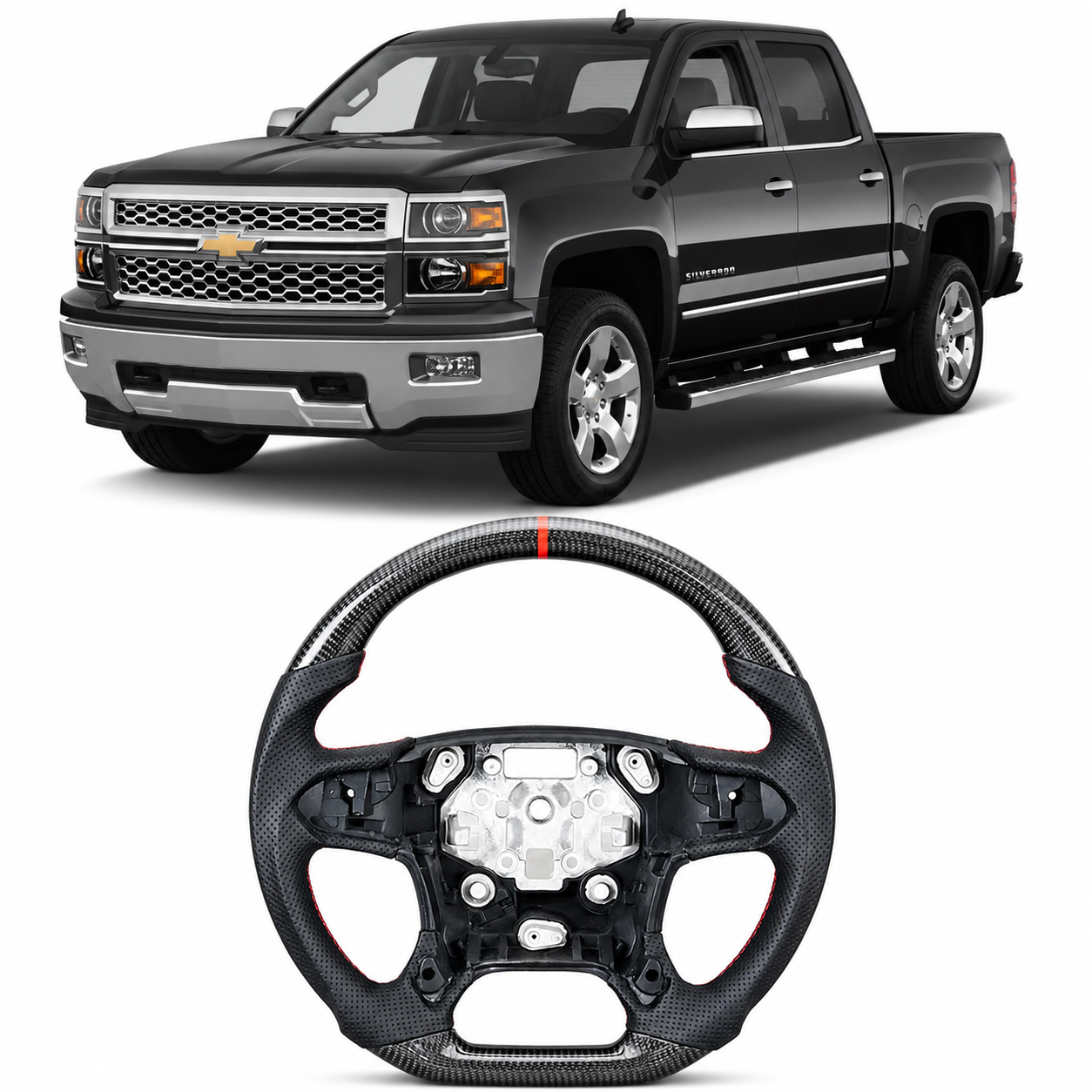 Carbon Fiber Steering Wheel for Chevrolet Silverado / Tahoe / Suburban 2014-2018