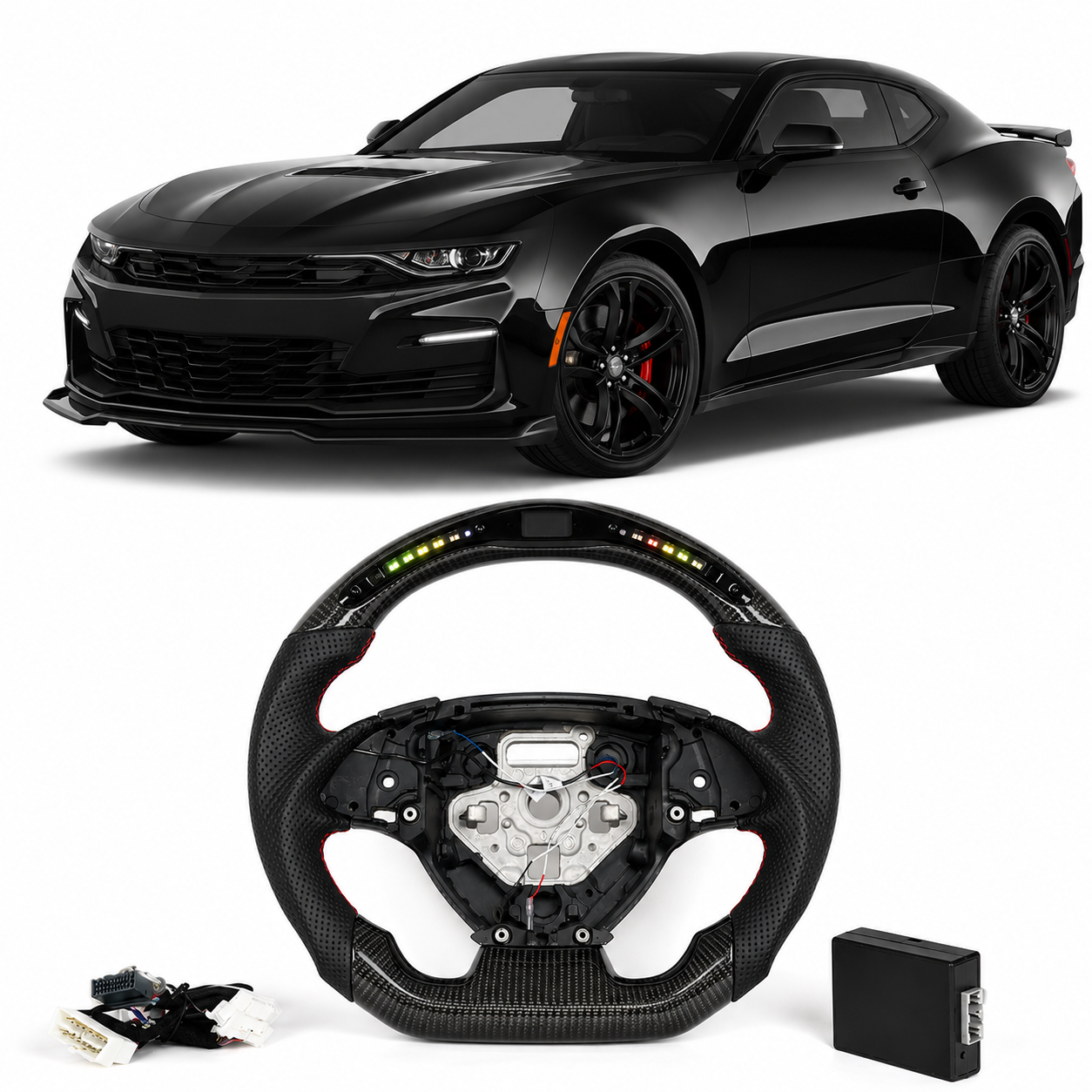 Smart LED Carbon Fiber Steering Wheel for Chevy Camaro SS 2016-2024