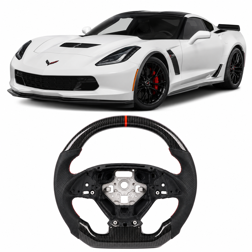 Hydro-Dip Carbon Fiber Steering Wheel for Chevrolet Corvette C7 2014-2018