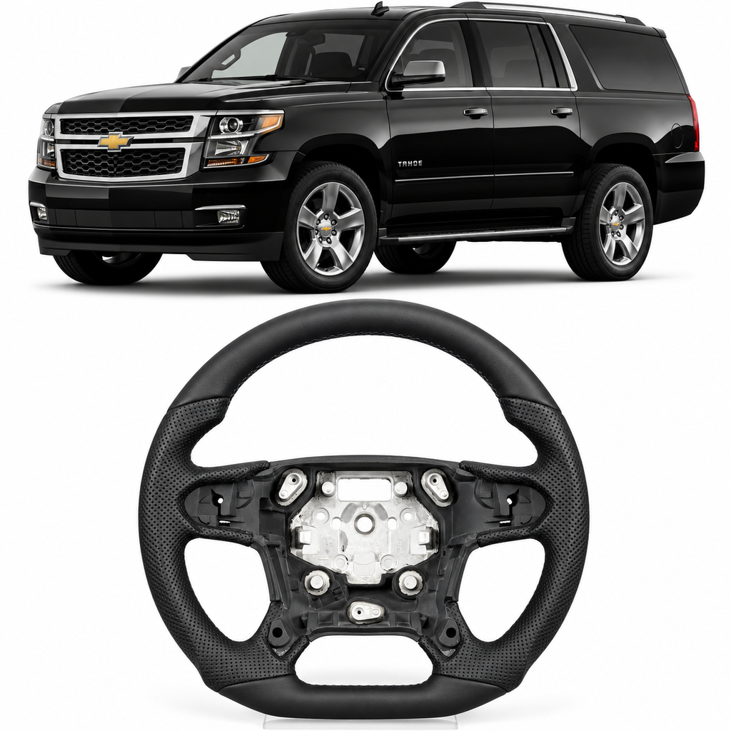 Full Leather, Hydro-Dip or Real Carbon Fiber Steering Wheel for Chevy Silverado 1500, Tahoe & Suburban 2014–2018
