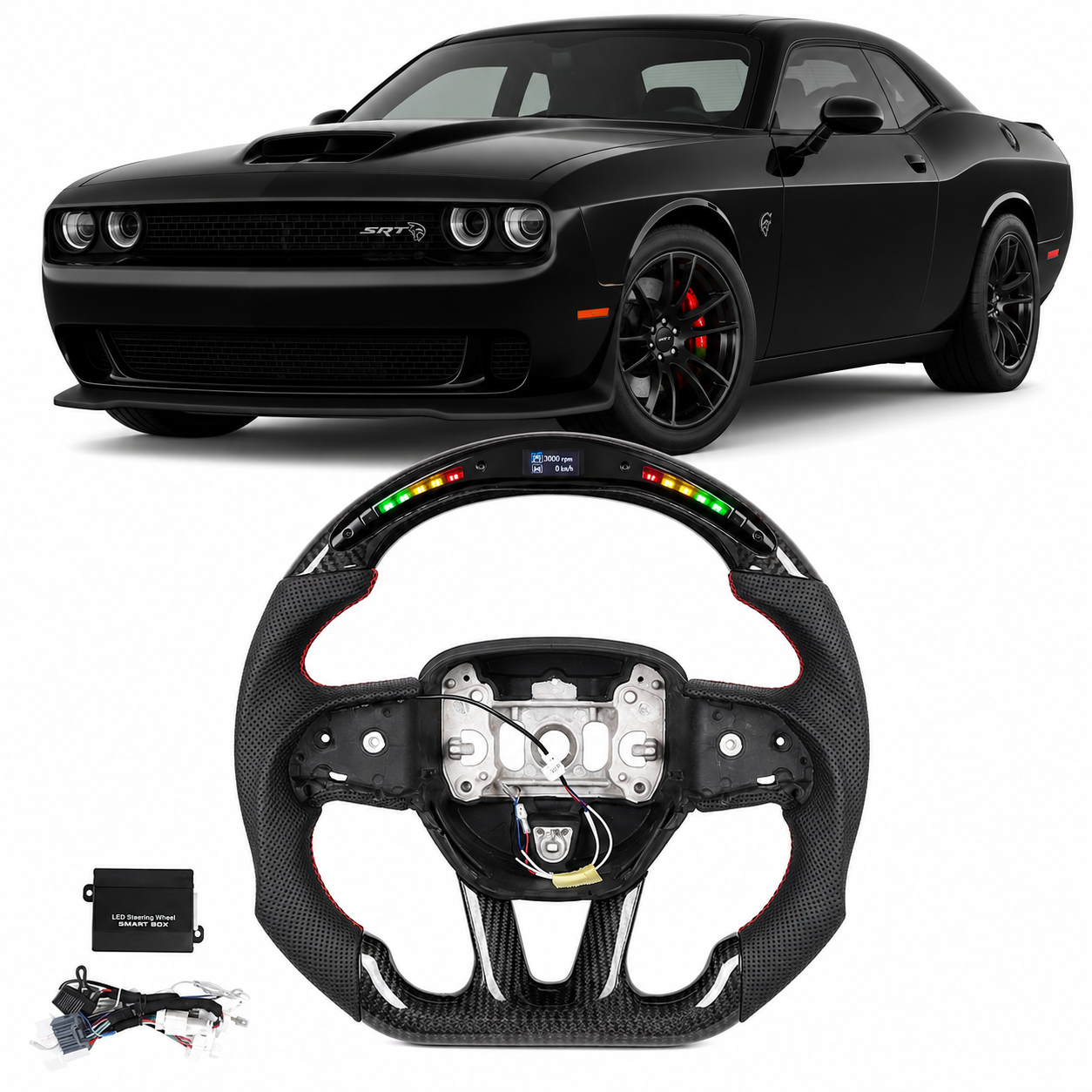 Carbon Fiber LED Steering Wheel for Dodge Charger/Challenger/Durango 2015-2025