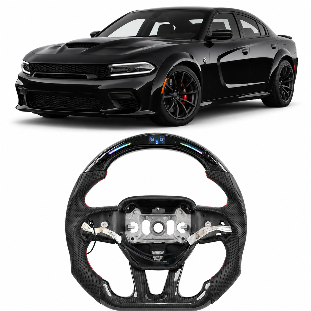 Carbon Fiber LED Heated Steering Wheel for Dodge 2015-2026