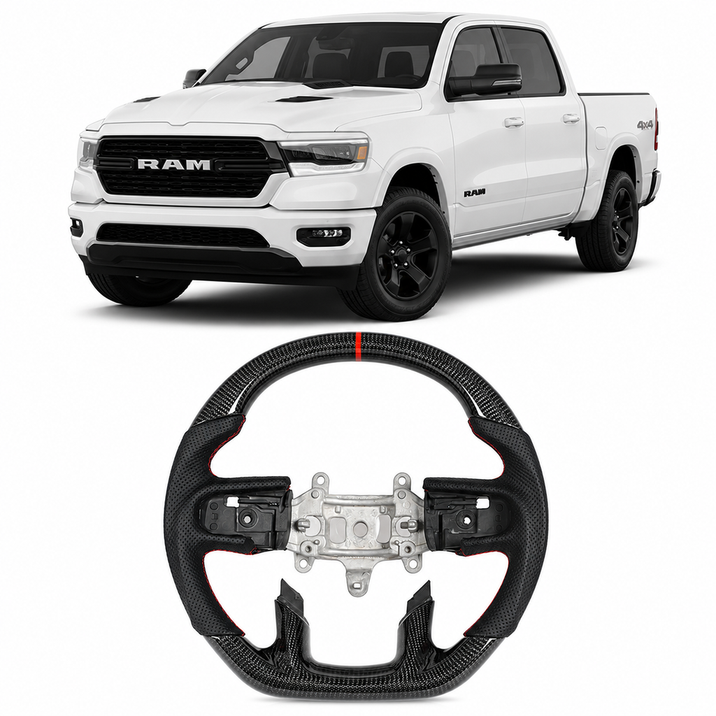 Real Carbon Fiber Steering Wheel for Dodge Ram 1500 2018-2024
