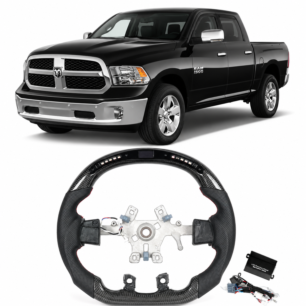 LED Carbon Fiber Steering Wheel for Dodge Ram 1500 2500 3500
