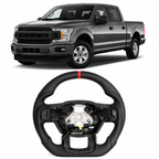 Leather Steering Wheel for Ford F-150 2015-2020 Heated Red Blue Stripe