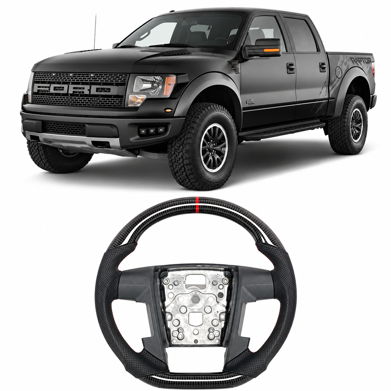 Carbon Fiber Steering Wheel for Ford F150 Raptor 2009-2014