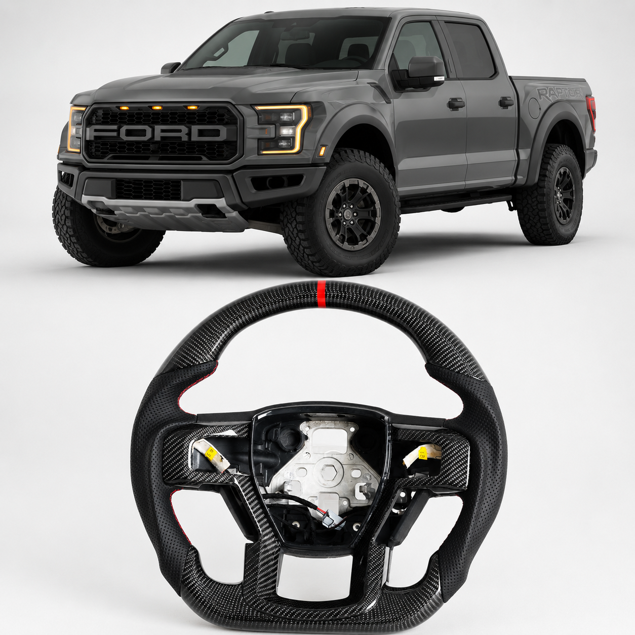 Heated Carbon Fiber Steering Wheel for Ford F-150 Raptor 2015-2020