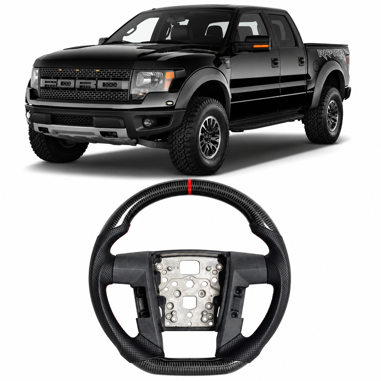 Real Carbon Fiber Steering Wheel for Ford F-150 & Raptor 2009-2014