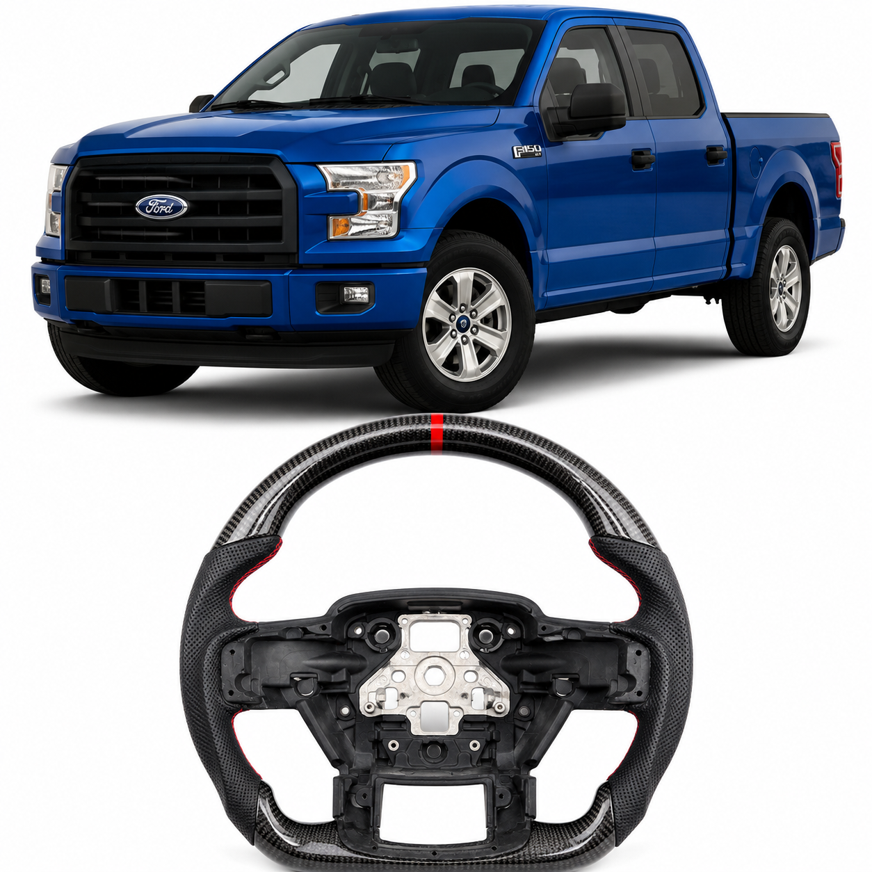 Carbon Fiber Steering Wheel for Ford F-150 XL/XLT 2015-2020 Manual No Heated