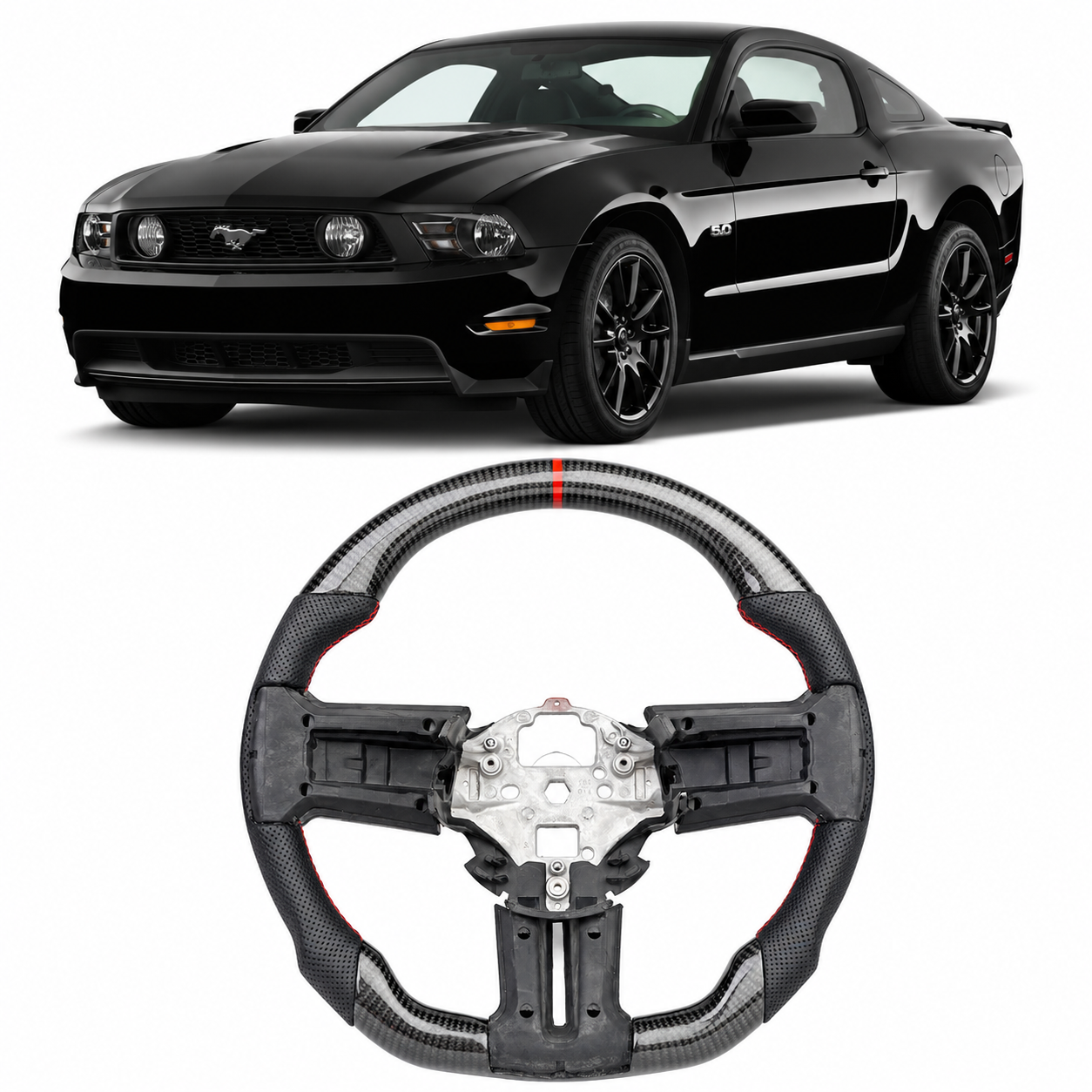 Carbon Fiber Steering Wheel for Ford Mustang 2010-2014
