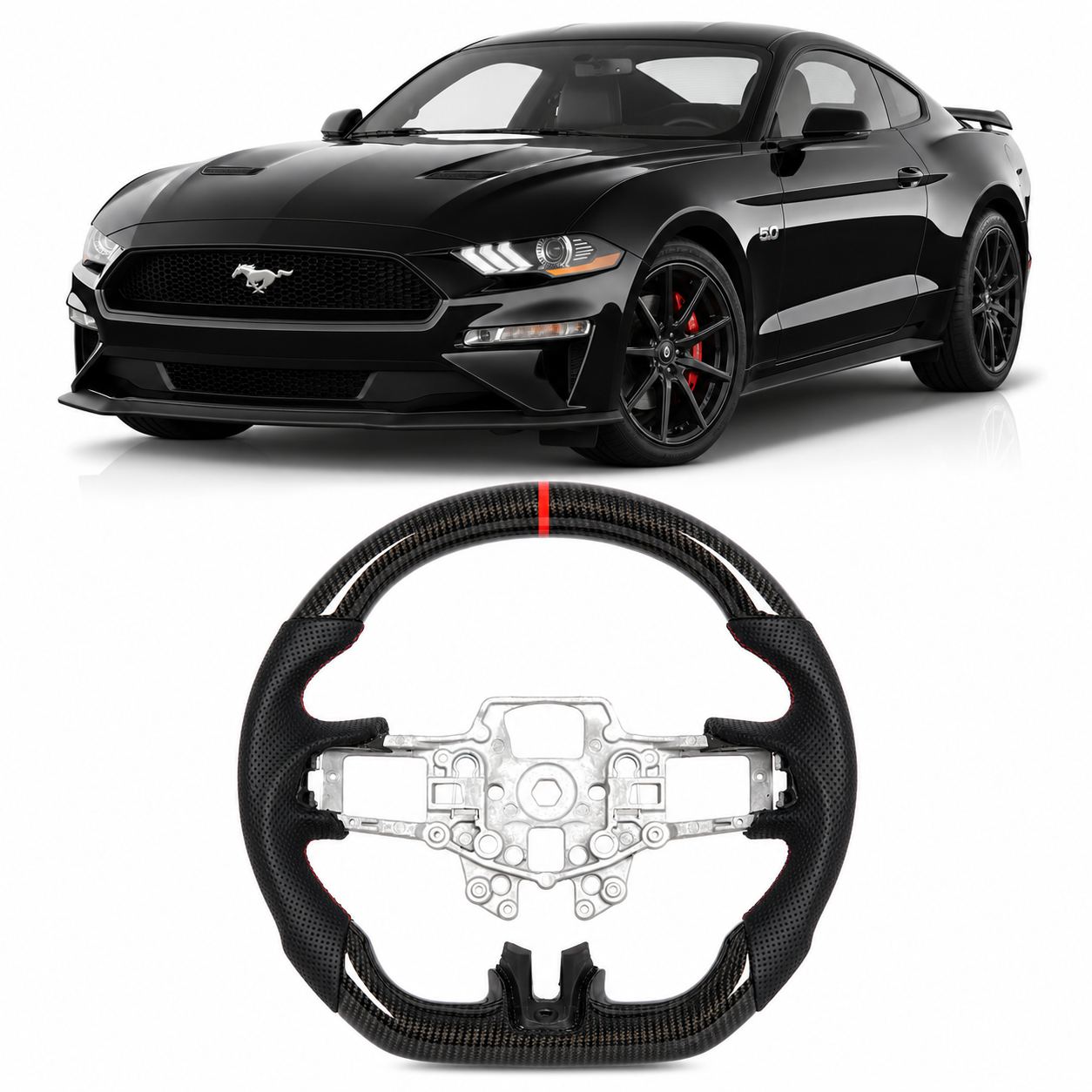 Hydro-Dip Carbon Steering Wheel for Ford Mustang 2015-2023