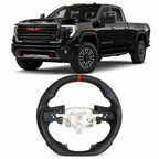 Full Leather Steering Wheel for GMC Sierra 1500 AT4, Denali, 2500HD & 3500HD 2019–2025 with Paddle Shifter Cutouts