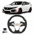 LED Carbon Fiber Steering Wheel for Honda Civic 10th Gen Type R FK8 2017–2021 Full Leather Hydro-Dip Carbon Fiber