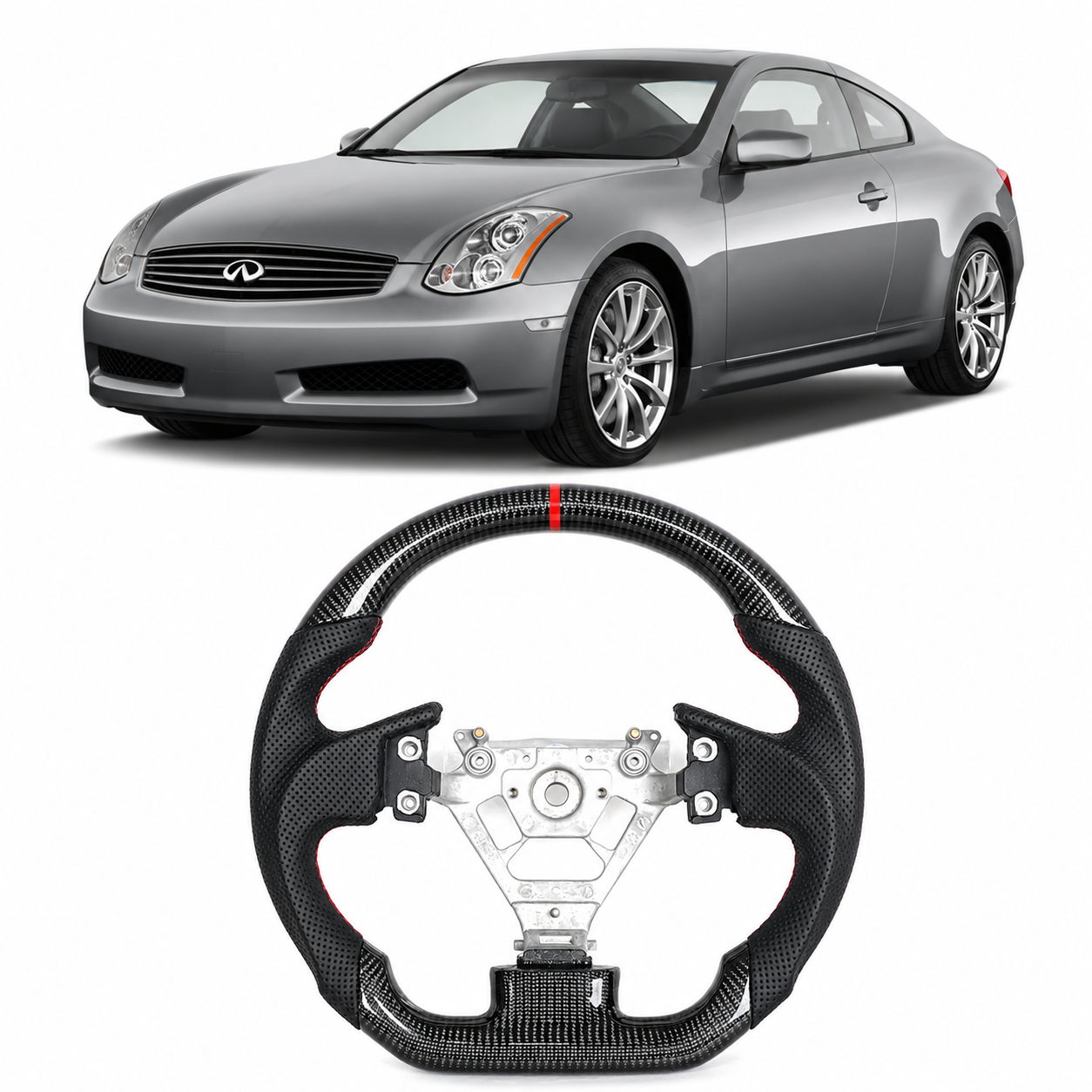 Glossy Carbon Fiber Steering Wheel for Infiniti G35 2004-2007