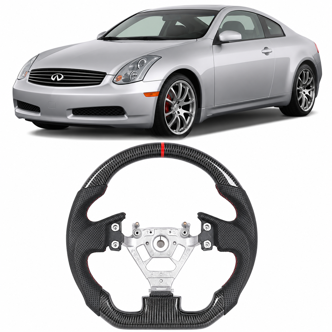 Real Carbon Fiber Steering Wheel for Infiniti G35 Coupe 2003-2007