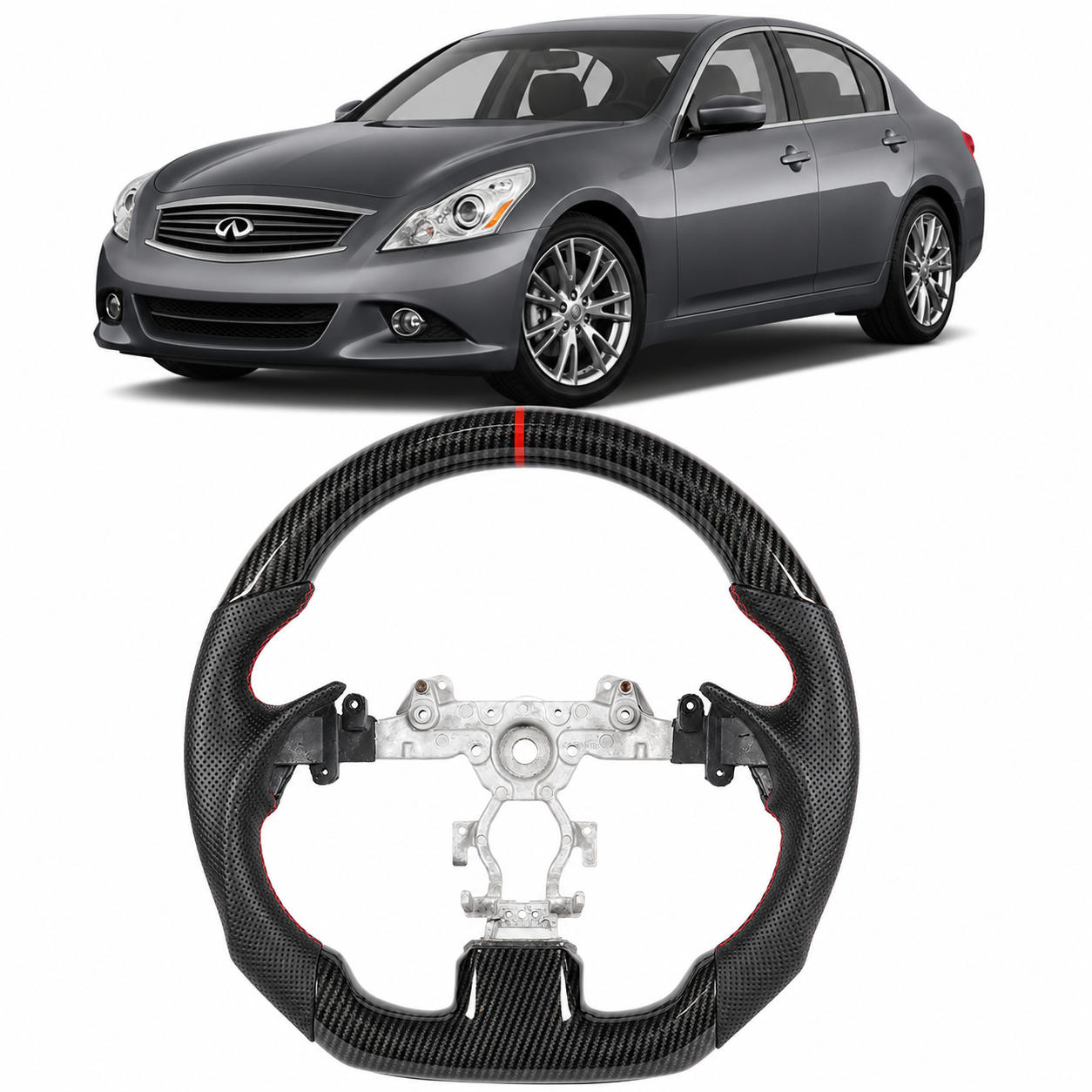 Hydro-Dip Carbon Fiber Steering Wheel for Infiniti G25, G35 & G37 Sedan 2007-2013